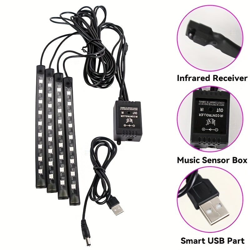 Easy Installation, Automotive High Brightness Neon Kits, Automotive LED Light Strips, Interior Lights, Christmas Decorations, USB Neon Accessories, Ambiance Light Strips, Foot Space Neon Kits, Without Battery