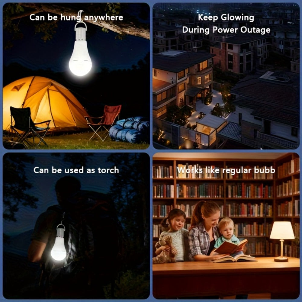 Emergency Light Bulb for Power Outages 2000mAh Rechargeable LED 6000K with Backup Battery – Auto-On Failure Detection, Hangable Emergency Lighting for Home Camping Power Failure, 4 8 12 Pack
