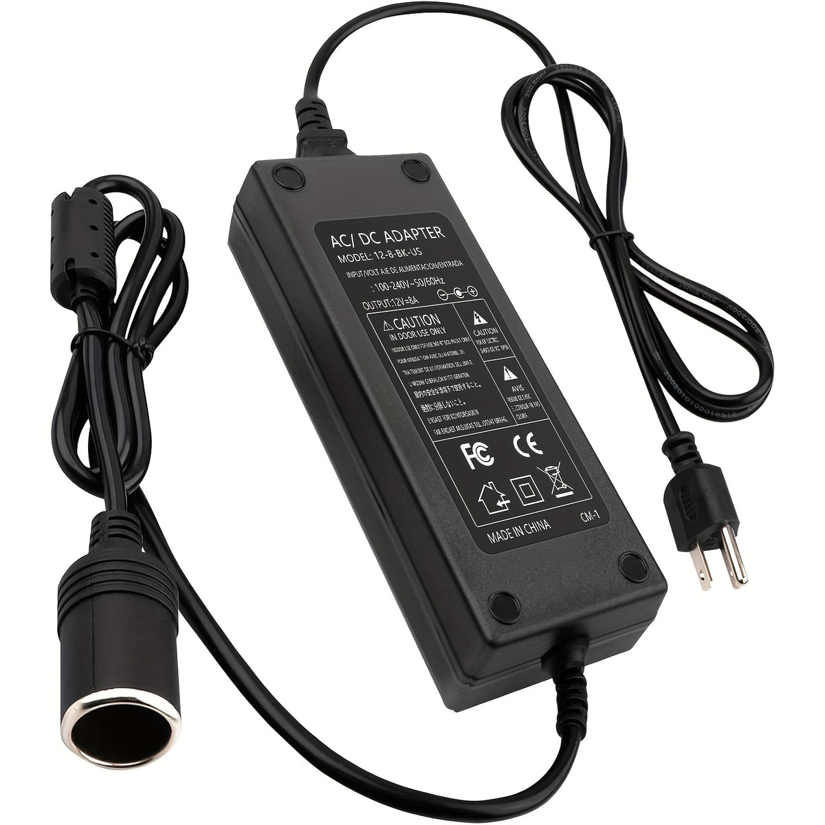 Ac to Dc 110V to 12V Converter, 8A 96W, Car Power Plug Adapter to Wall Plug, 12 Volt Power Supply Adapter for Car Tire Inflator, Compressor, Car Refrigerator, Car Vacuum, Cooler