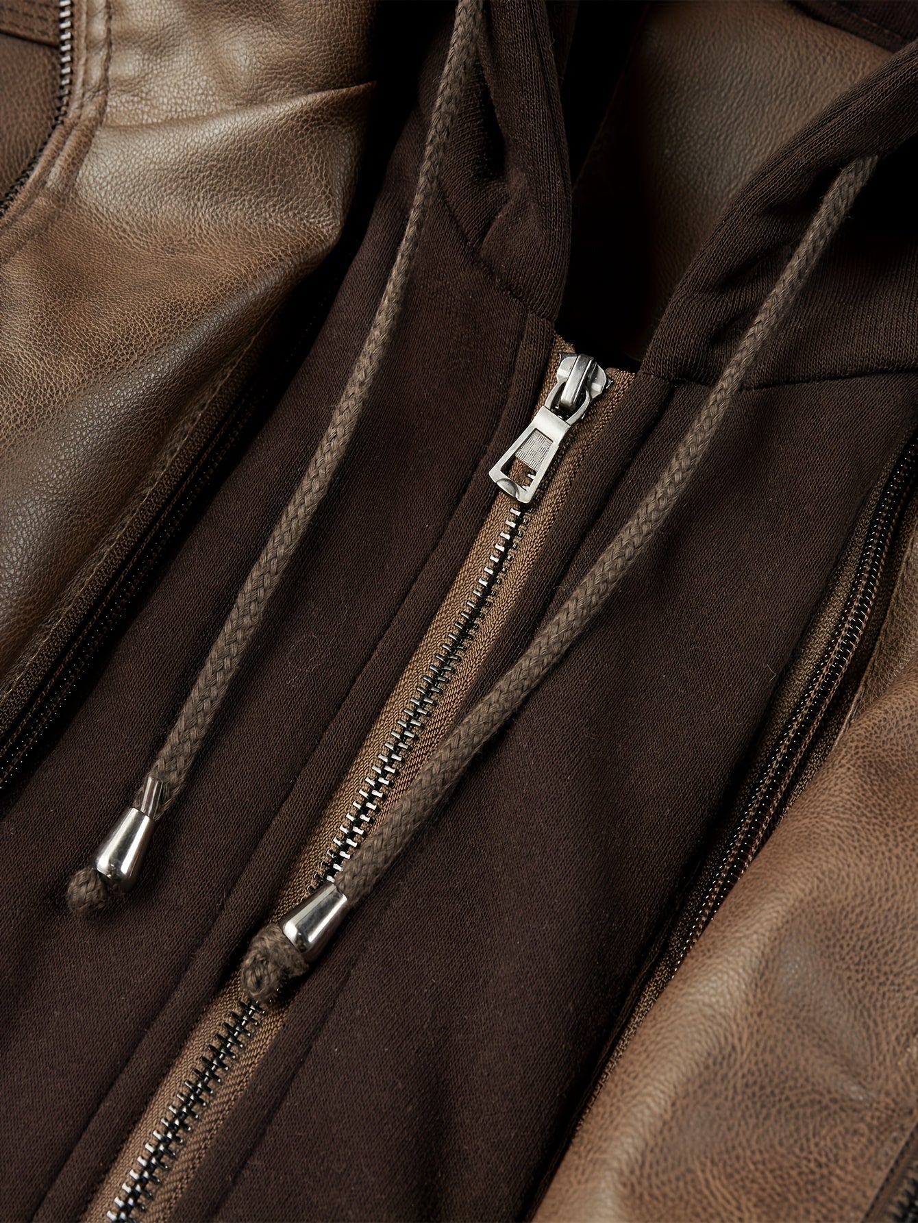 Men's Versatile Faux Leather Zip-Up Jacket