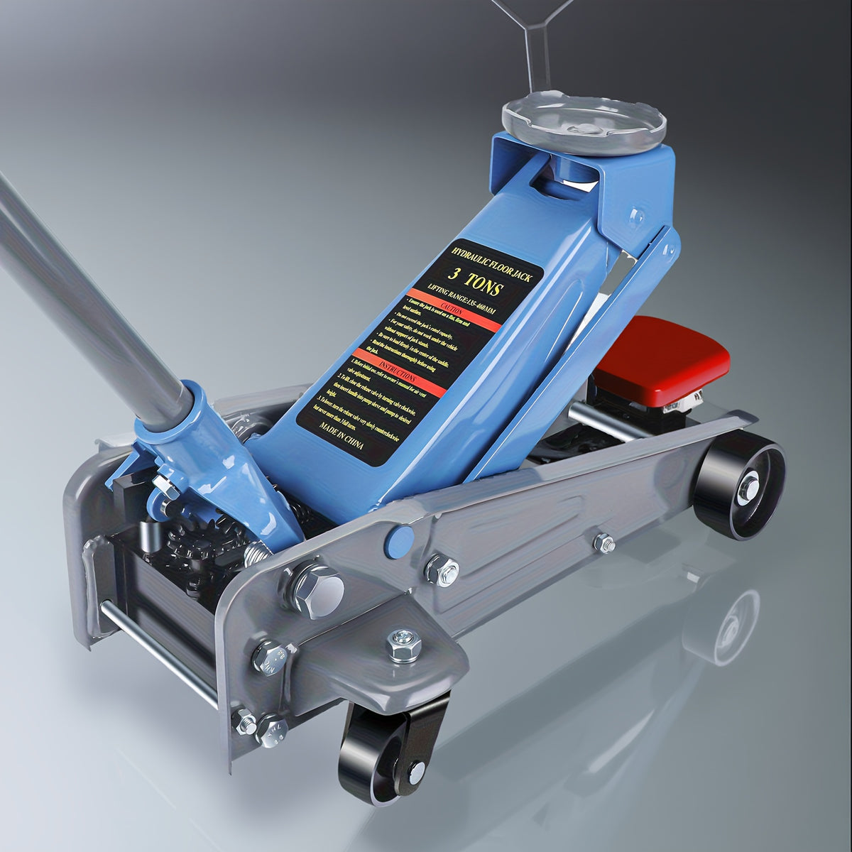 3 Ton Floor Jack, Equipped with Wheels, Can Be Safely Lifted And Quickly Lifted, with A Lifting Height Of 460mm And A Range Of 5.31 In-18.11in, Suitable for Various Cars