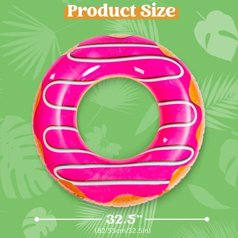 Glitter Donut Pool Float 3 Pack 32.5 Inch Inflatable Swim Ring Set – Strawberry Chocolate Mint Pool Tubes for Summer Pool Party, Birthday Decoration, Kids Teens & Adults
