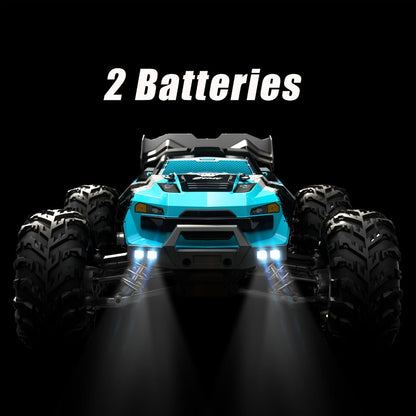 High Speed RC Car 1:16 Scale 4WD 70KM/H Off-Road Drift Racing Vehicle with RC390 Motor, 2.4GHz Remote Control, LED Lights, Head-Up Wheelie, 2 Batteries – All-Terrain Kids & Adult Gift