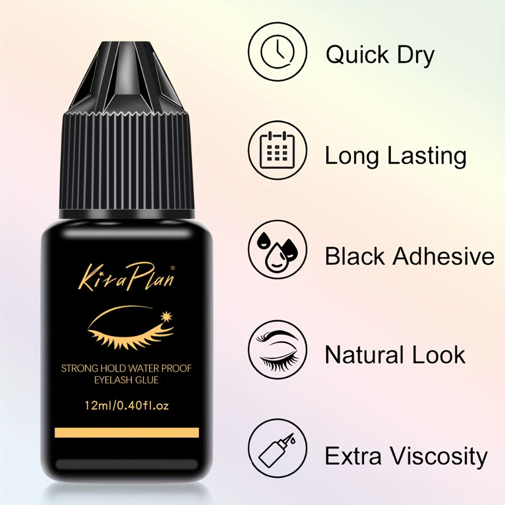 Odorless Lash Extension Glue Quick Dry Black Adhesive for DIY Individual & Cluster Lash Extensions – Self-Grafting Beginner-Friendly Eyelash Bond, Multiple Sizes Available