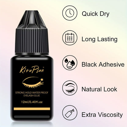 Odorless Lash Extension Glue Quick Dry Black Adhesive for DIY Individual & Cluster Lash Extensions – Self-Grafting Beginner-Friendly Eyelash Bond, Multiple Sizes Available