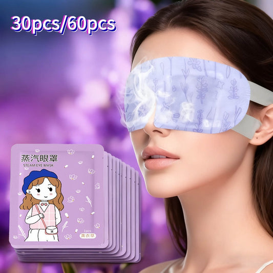 Self-Heating Steam Eye Mask Lavender Warm Compress for Dry Eyes Fatigue & Strain Relief – Moisturizing Aromatherapy Sleep & Travel Eye Patch Hypoallergenic All Skin Types 30pcs 60pcs
