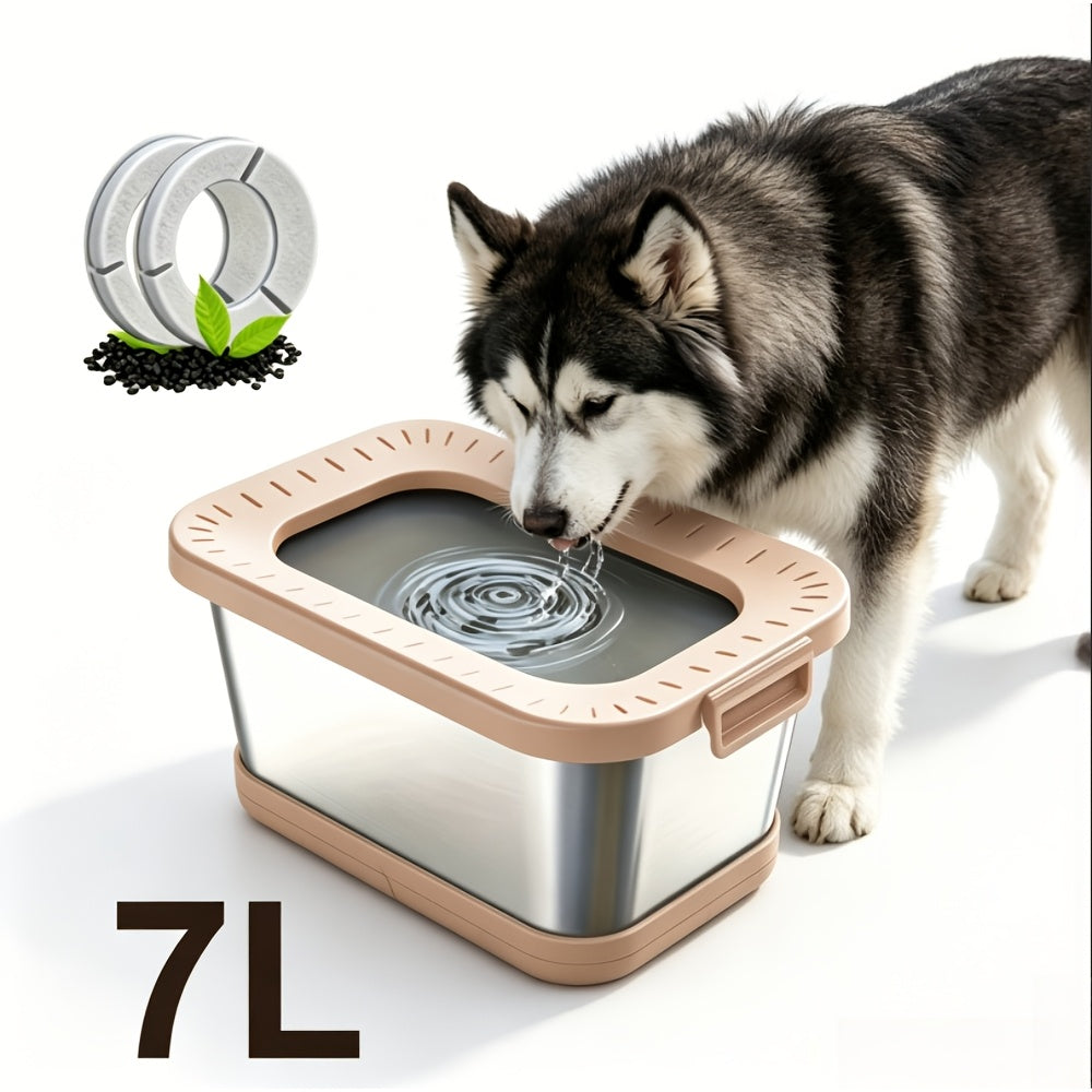 Stainless Steel Dog Water Bowl No Spill 7L XXL with Anti-Splash Mat - Spill-Proof Slow Feeder for Messy Drinkers, Heavy Duty Large Pet Bowl for Indoor & Outdoor Use, Multiple Colors