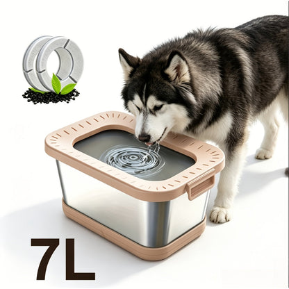 Stainless Steel Dog Water Bowl No Spill 7L XXL with Anti-Splash Mat - Spill-Proof Slow Feeder for Messy Drinkers, Heavy Duty Large Pet Bowl for Indoor & Outdoor Use, Multiple Colors
