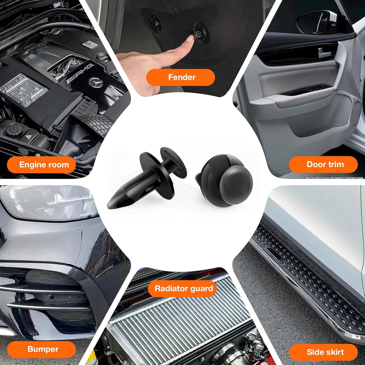 725pcs Automotive Push Pins & Bumper Clips Kit, Retainer Clips, Fender Fasteners, Door Panel And Trunk Trim Rivets With Removal Tool And Cable Ties, Compatible With for TOYOTA, for Honda, for Ford, for Chevrolet And for NISSAN, Fits Most Cars