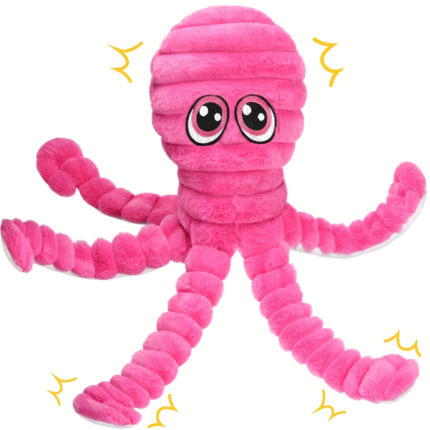 Squeaky Octopus Dog Toy - Soft Plush Chew Toy with Squeaker & Teeth Cleaning Design for Small Medium Large Dogs, Interactive Stuffed Animal Puppy Toy, Cute Durable Dog Gift - 6 Colors