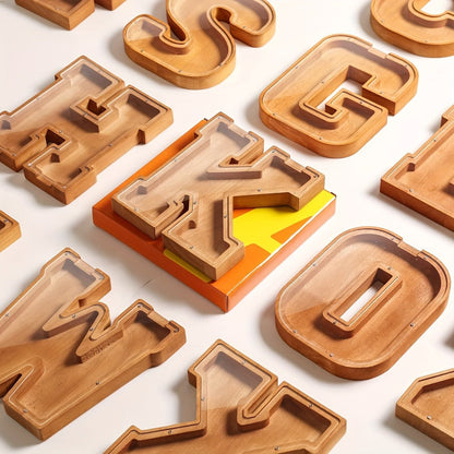 Wooden Letter Penny Bank – Alphabet Coin Bank Savings Box for Kids & Adults, Personalized Money Bank Birthday Gift, A to Z Initial Letter Bank