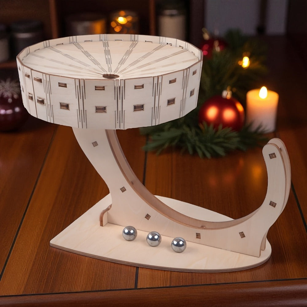 Perpetual Motion Machine Puzzle Kit 3D Wooden – Metal Ball Kinetic Sculpture, Mechanical Brain Teaser STEM Model, Unique Birthday Christmas Gift for Adults Teens Men Women Engineers