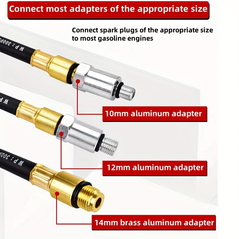 Automotive Kit for Testing Cylinder Leaks, Including a Gasoline Engine Compression Tester And a Dual Gauge Leakdown Detector Tool Set Designed for Pressure Checks And Leakage Rate Assessments on Vehicles Such As Cars, Motorcycles, And Trucks