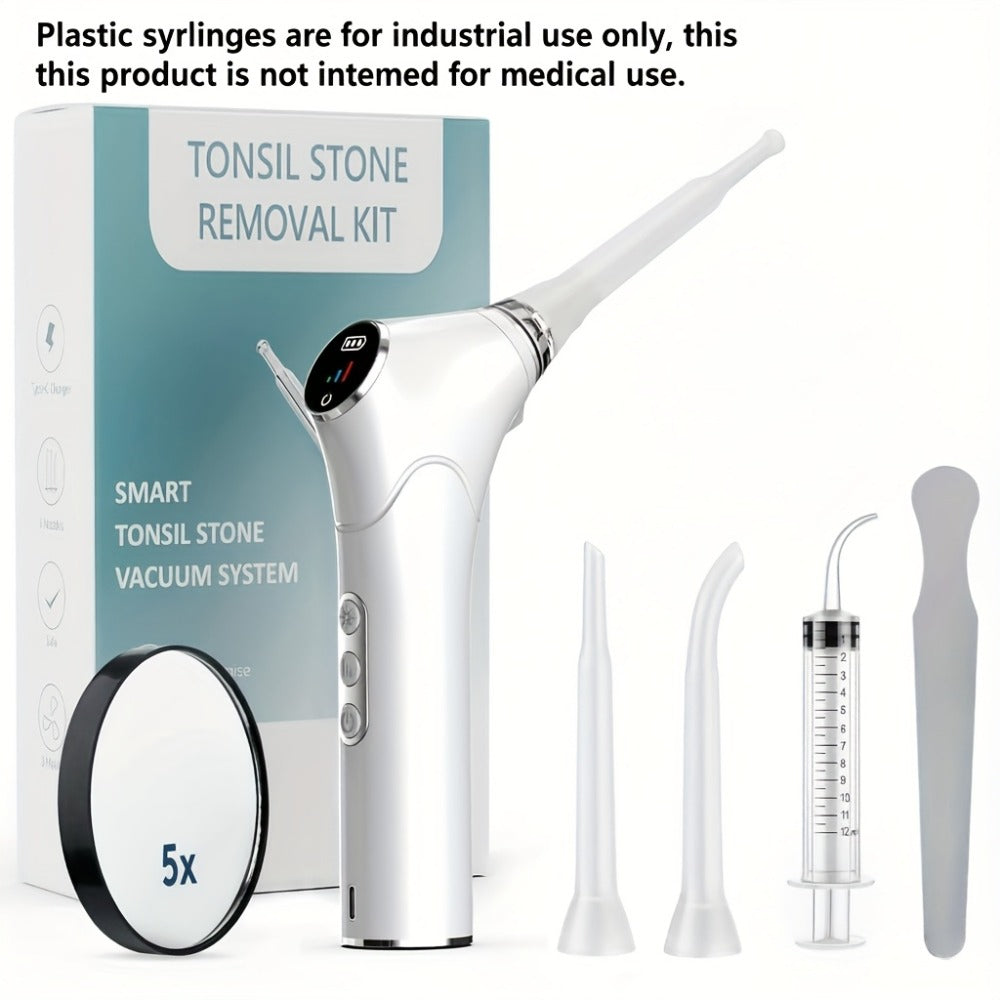 Tonsil Stone Remover Electric Vacuum Kit – Built-In LED Light, 3 Suction Modes & 5X Magnifying Mirror, Oral Irrigator for Safe Effective Tonsil Stone Removal at Home