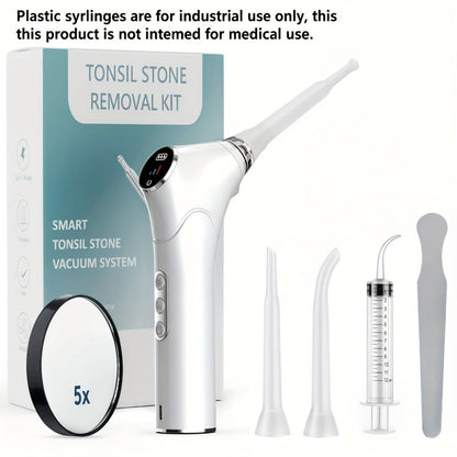 Tonsil Stone Remover Electric Vacuum Kit – Built-In LED Light, 3 Suction Modes & 5X Magnifying Mirror, Oral Irrigator for Safe Effective Tonsil Stone Removal at Home
