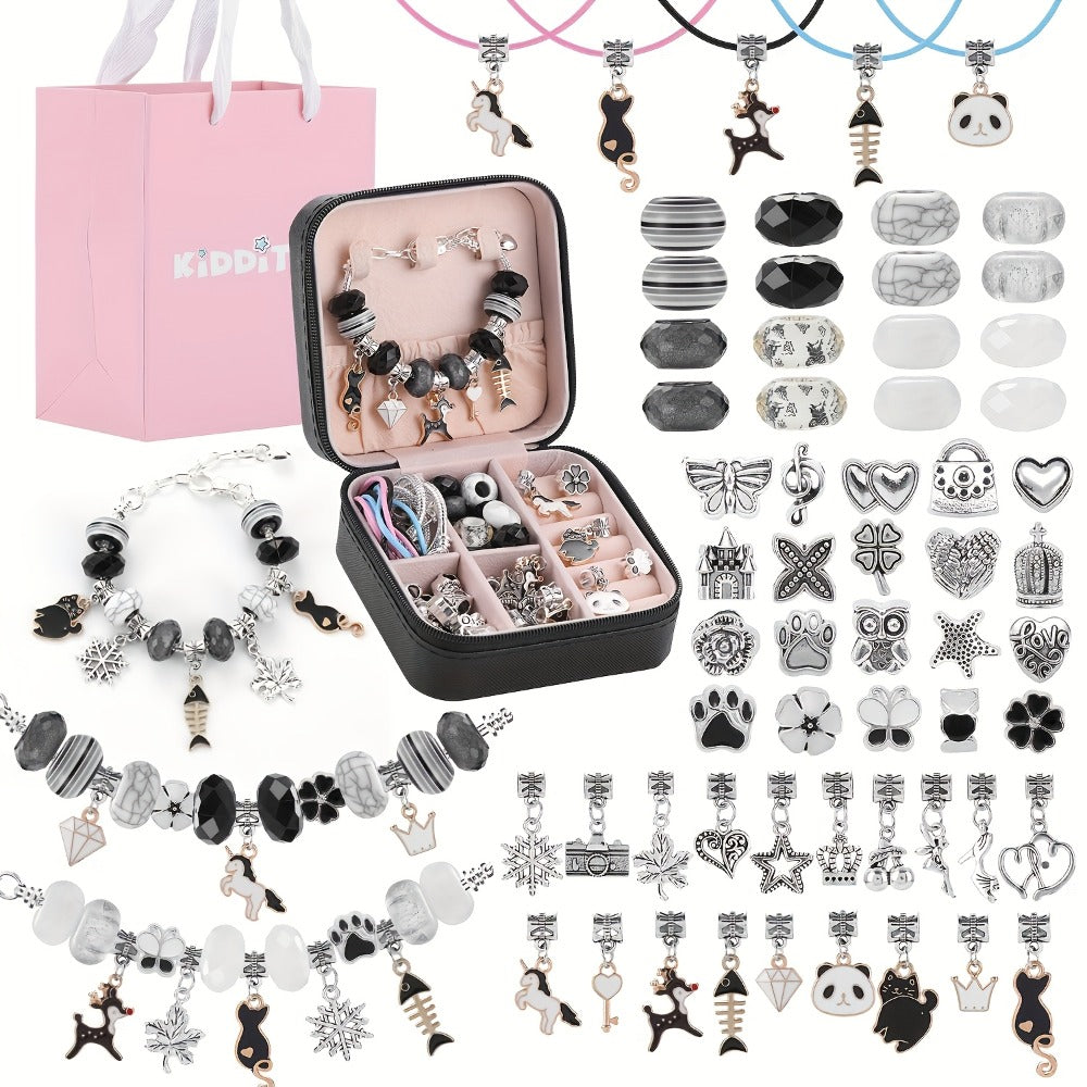 Bracelet Making Kit for Girls & Women – DIY Unicorn Mermaid Jewelry Craft Set with Portable Jewelry Box, Handmade Beaded Bracelet, Birthday Christmas Valentine's Day Graduation Gift