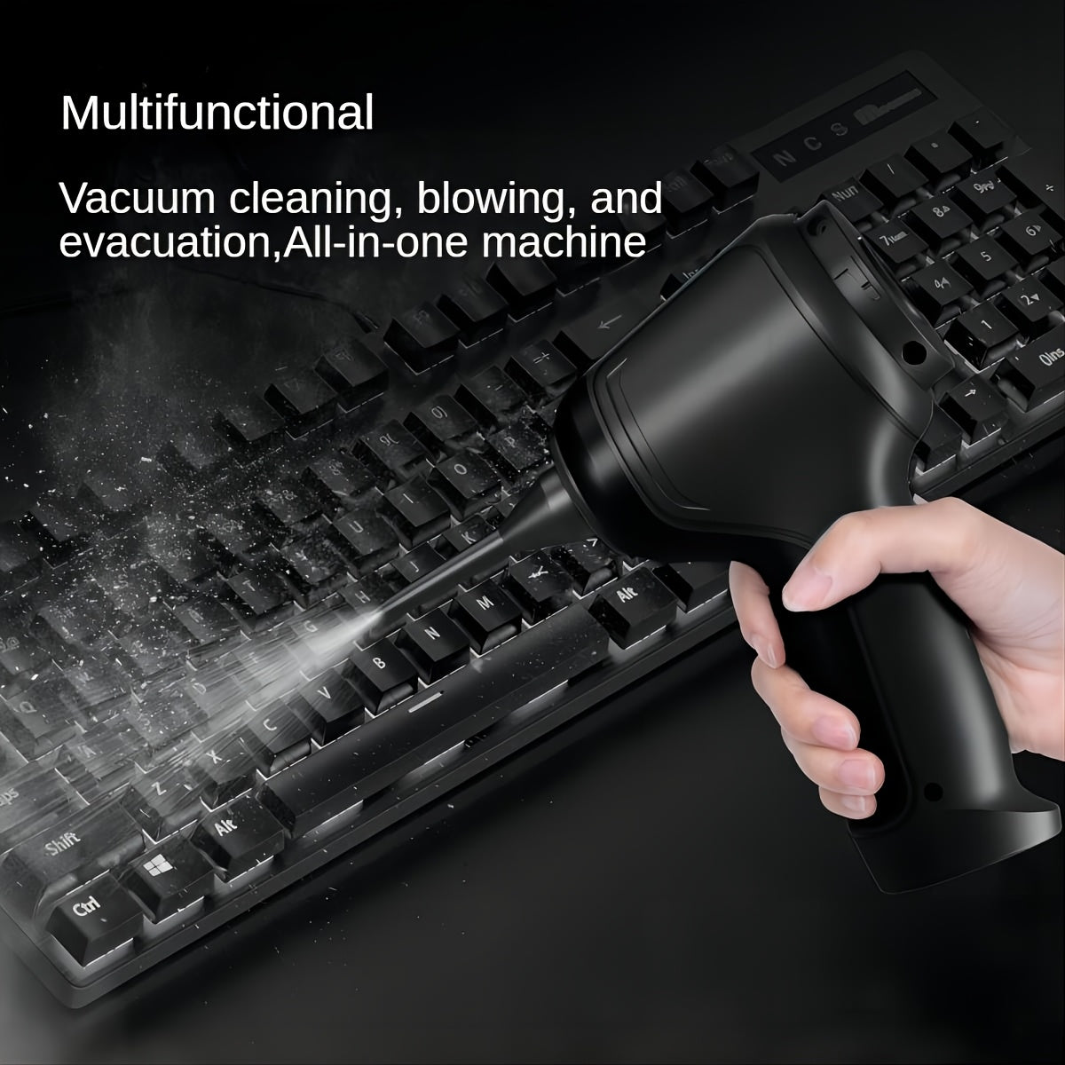 A Three In One Wireless Vacuum Cleaner with A High Power, Which Can Be Used for Suction, Air Extraction, And Blowing, Both In The Car And At Home. It Has An Extended Battery Life, Can Absorb Dust, Debris, Pet Hair, Air Extraction, And Dust Blowing