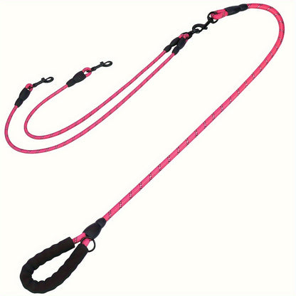 Dual Dog Leash – 360° Tangle-Free Double Dog Walking Leash with Reflective Nylon, Shock-Absorbing & Ergonomic Handle | 78 Inch | 6 Colors