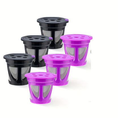 Reusable K-Cup Coffee Pods Set of 6 – Refillable Coffee Filters Compatible with Keurig K-Supreme & K-Supreme Plus, Use Your Own Ground Coffee, Eco-Friendly & BPA-Free – Black, Purple, Mixed