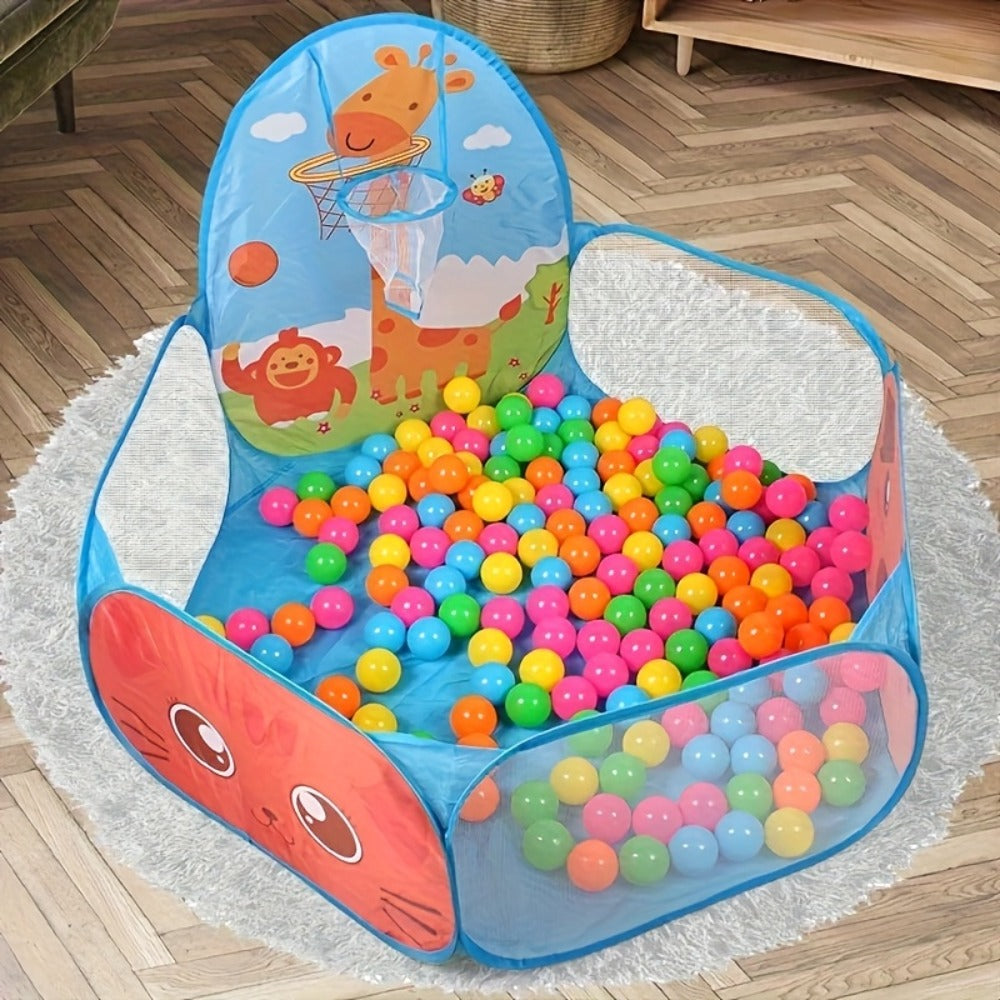 Giraffe Ball Pit Pop-Up Pool Tent with Basketball Hoop for Kids Indoor Outdoor Play Portable Backyard Beach Game Tent Boys Girls Best Holiday Gift Balls Not Included