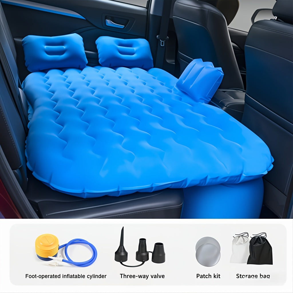 Outdoor SUV Air Mattress, Portable Inflatable Car Bed For Camping & Travel, Universal Flocked Blow Up Bed For SUV Trunk, With Storage Bag & Repair Kit.