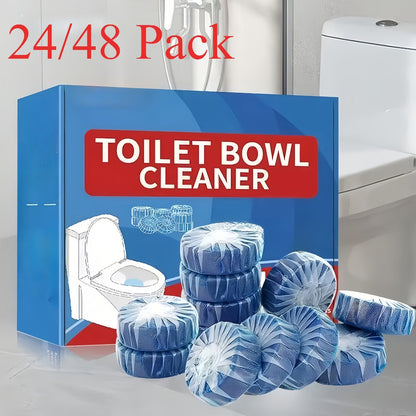 Blue Automatic Toilet Bowl Cleaner Tablets 20/24/48pcs - Low Odor Fresh Scent Powerful Stain Removal Long-Lasting Deodorizer, Safe for Plastic Surfaces, Easy Use for Home & RV Toilet Cleaning