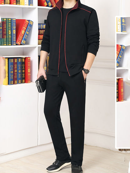 Men's Stand Collar Zip-Up Jacket - Regular Fit Transitional Layer