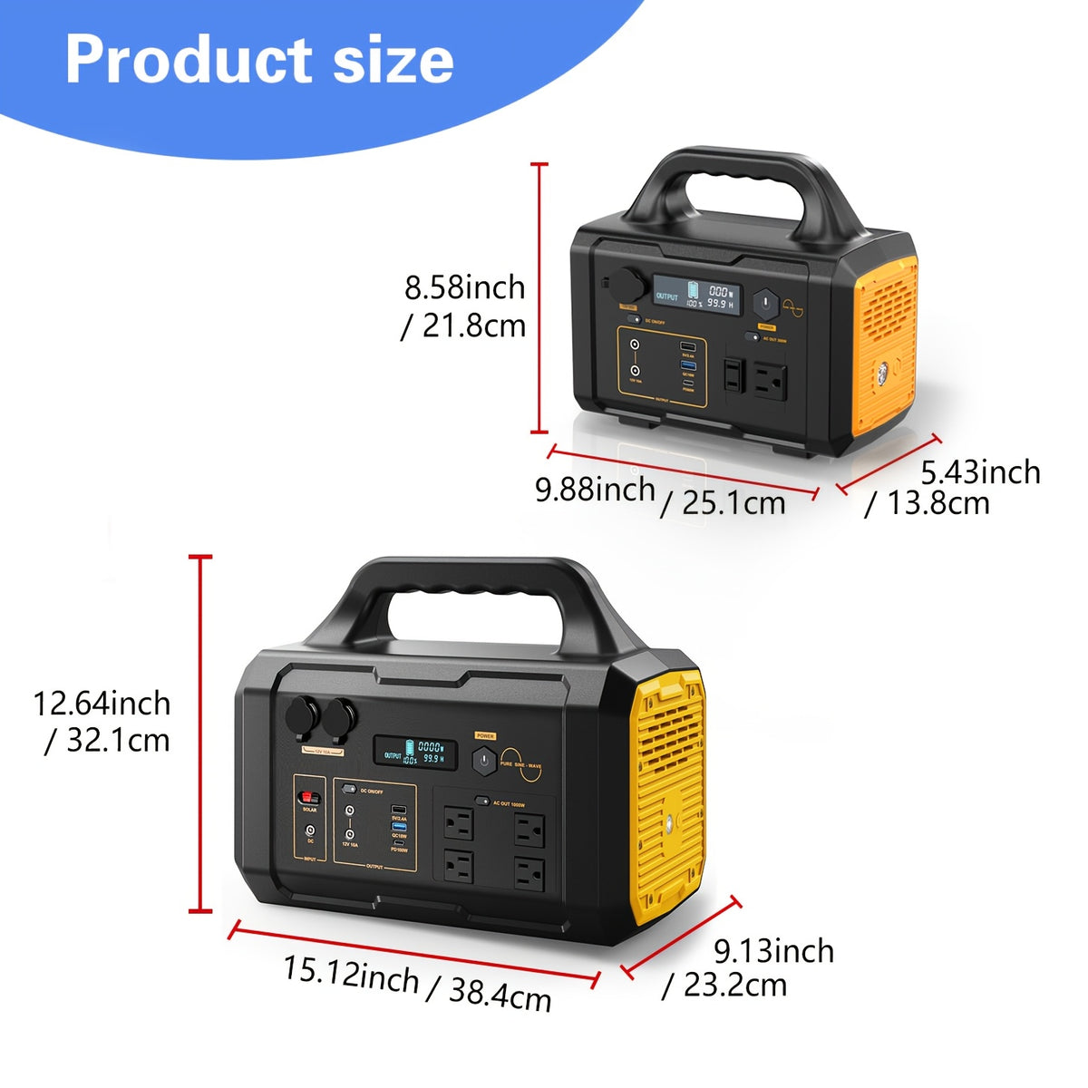 300W/1000W Portable Power Station, 299Wh/1024Wh Solar Generator with AC Qutlet/2 DC Ports/3 USB Ports Backup Battery/Power Supply for Qutdoor Trip RV Camping Emergency Survival Gear Travel Hunting Fishing Emergency (Excluding Solar Panels)