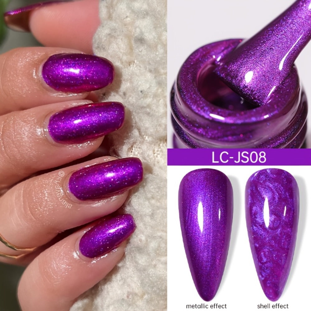 Glitter Gel Nail Polish Set 6pcs Metallic Sparkle – Liquid Glitter Soak-Off Gel in Red & Purple, LED Curable High-Shine Nail Art Kit 0.24oz Each for Salon & Home Manicure Women by LILYCUTE
