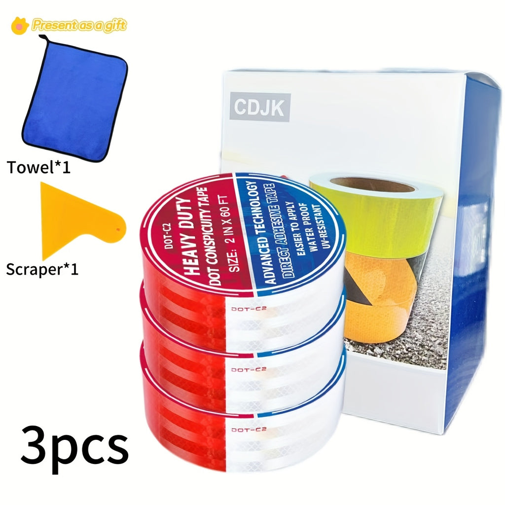 [Multi-volume Series]DOT-C2 Reflective Tape 2" X 60ft | Red & White, Ultra-Bright 360° Safety Marking for Trucks, Trailers, Vans & Construction Signs All-Weather Strong Roll