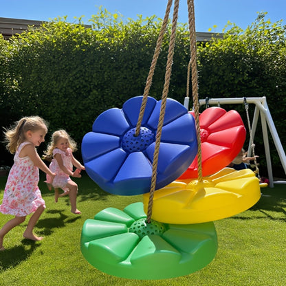 Flower Shaped Outdoor Swing Set 2 Pack Kids Backyard Hanging Swing Seat with Adjustable Rope 11.8in Diameter for Playground Courtyard Amusement Park Ages 3+