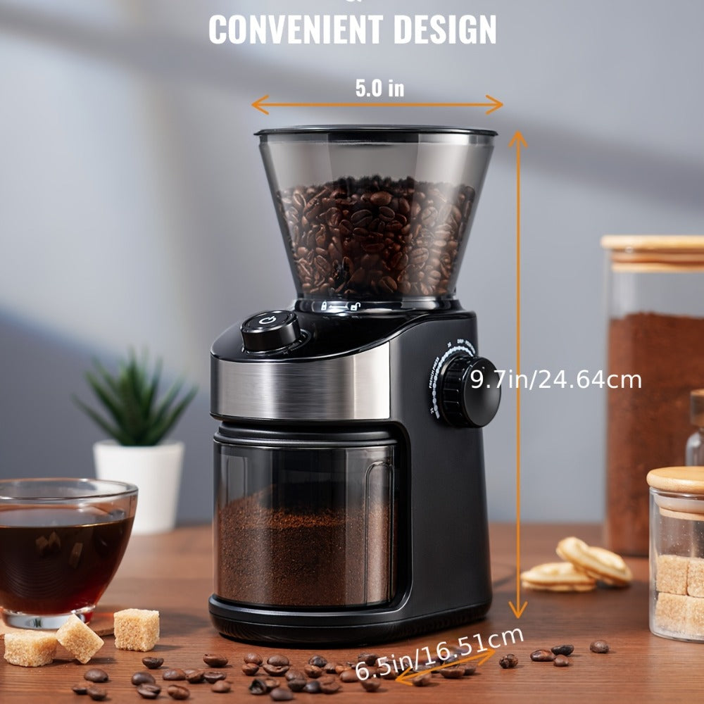 Burr Coffee Grinder Electric – Automatic Coffee Bean Grinder with 40-Second Digital Timer, 25 Precise Grind Settings, Adjustable Burr Mill for Espresso, Drip, French Press & Pour Over – Black