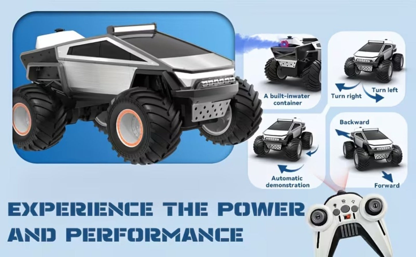 1:12 Scale RC Monster Truck 4WD All-Terrain – Remote Control Cybertruck & Pickup Truck with LED Lights & Sound Effects, 2.4GHz Rechargeable RC Car Gift for Boys Ages 6 7 8 9 10 Birthday Christmas