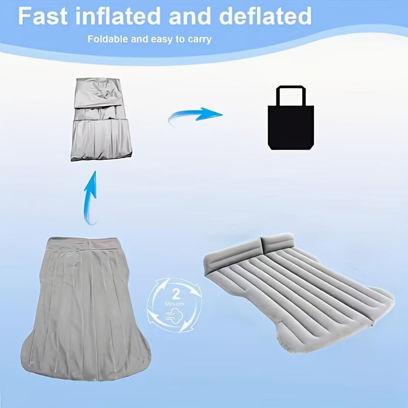 Inflatable Car Air Mattress, Soft Plush SUV Air Cushion Bed, Portable Foldable Sleeping Pad, Suitable for Trucks/ Campers/ Suvs/ Multi-Purpose Vehicles, Etc. Suitable for Camping, Beaches, Indoor And Outdoor Use