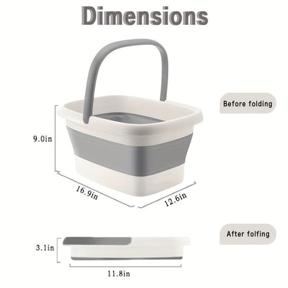Foldable Foot Bath Bucket 3.96 Gallon Collapsible Portable Pedicure Basin with Sturdy Handle – Space-Saving Foot Soak Tub for Home Salon Travel Available in Grey Green Pink Yellow