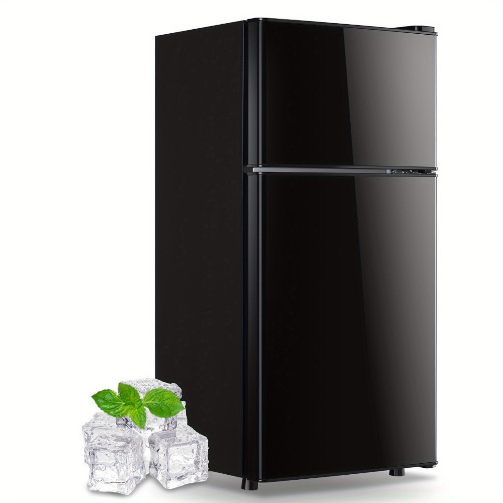 Mini Refrigerator with Freezer, 2.4 Cu Ft Double Door Small Fridge with Removable Shelves & Adjustable Feet – Compact Personal Fridge for Bedroom, Dorm, Apartment, Home Office and Kitchen