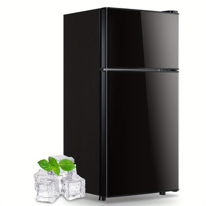 Mini Refrigerator with Freezer, 2.4 Cu Ft Double Door Small Fridge with Removable Shelves & Adjustable Feet – Compact Personal Fridge for Bedroom, Dorm, Apartment, Home Office and Kitchen