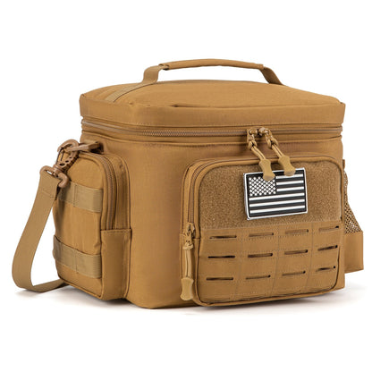 Tactical Insulated Lunch Bag for Men – Expandable Heavy-Duty Cooler Bag with MOLLE Webbing, Leakproof Thermal Lunch Box for Work, Camping, Outdoor Picnic & Hiking – Available in Green, Black & Khaki