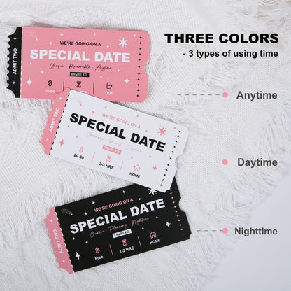 Date Night Scratch Off Cards for Couples 42pcs – Romantic Ideas Anytime Day & Night, 3 Color Tickets, Fun Couple Activity Game, Gift for Anniversary Birthday Valentine's Day Wedding