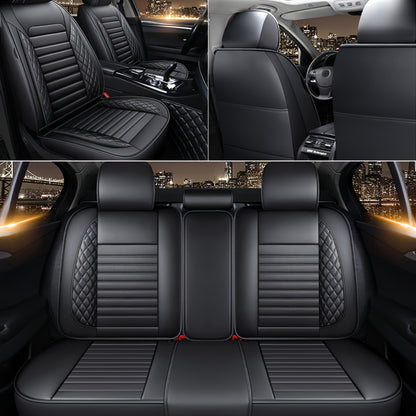 5 Seat Premium Faux Leather Car Seat Cover Full Set Universal Waterproof Front Rear Cushion Protector Interior Decor 4 Season Use for Most Sedan Pickup Trucks Hatchbacks Suv Crossovers