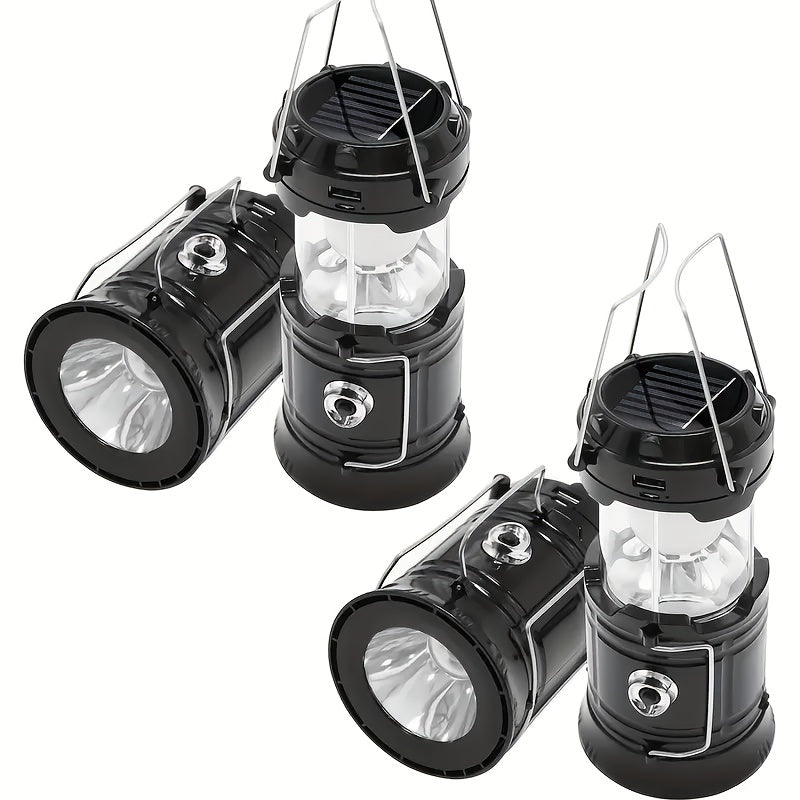 Retro Camping Lantern - USB Rechargeable LED Camp Light, 4600mAh Portable Survival Flashlight with Handle, Indoor Outdoor Emergency Lighting (4 PCS)