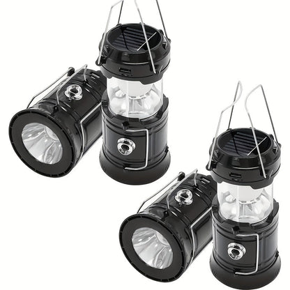 Retro Camping Lantern - USB Rechargeable LED Camp Light, 4600mAh Portable Survival Flashlight with Handle, Indoor Outdoor Emergency Lighting (4 PCS)