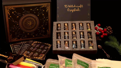 60pcs Witchcraft Supplies Kit for Beginners – Wiccan Supplies & Tools with Crystals, Candles, Witch Altar Spell Set for Rituals & Energy Cleansing, Dried Flowers, Witchy Gift Box for Women Halloween