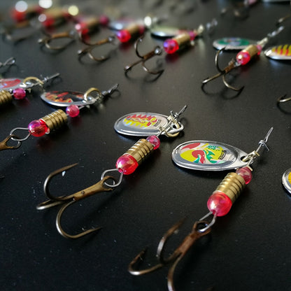 Spinning Sequin Fishing Lures Set 15pcs – Metal Reflective Spinnerbait for Freshwater & Saltwater
