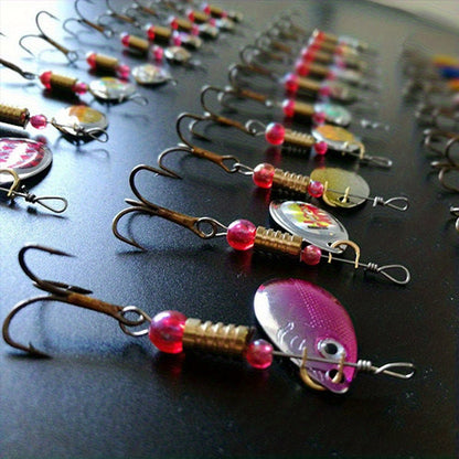 Spinning Sequin Fishing Lures Set 15pcs – Metal Reflective Spinnerbait for Freshwater & Saltwater