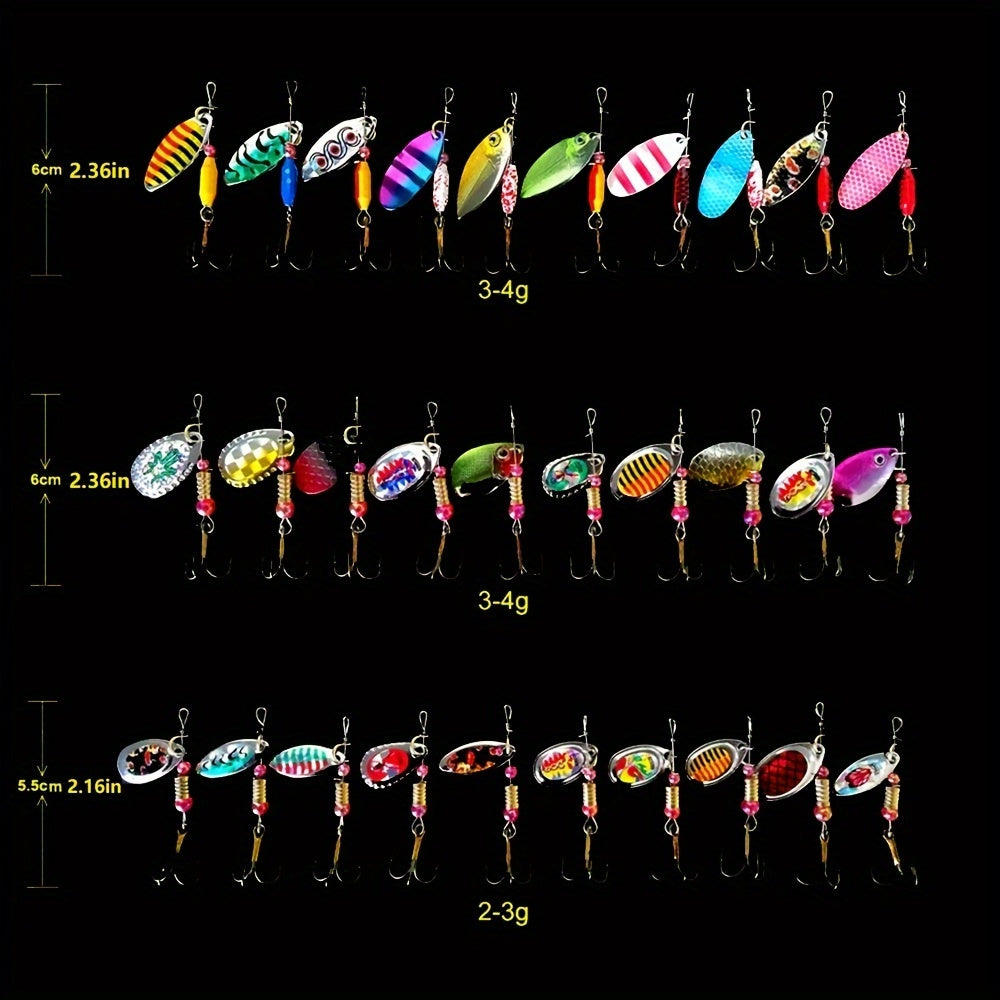 Spinning Sequin Fishing Lures Set 15pcs – Metal Reflective Spinnerbait for Freshwater & Saltwater
