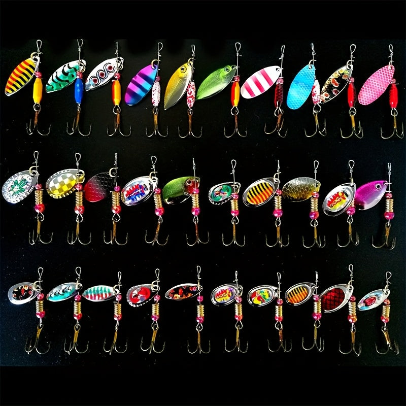 Spinning Sequin Fishing Lures Set 15pcs – Metal Reflective Spinnerbait for Freshwater & Saltwater