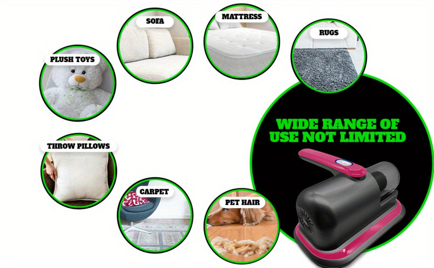 Cordless Mattress Vacuum Cleaner with Ultrasonic Heating & HEPA Filtration – Portable Bed Vacuum for Dust Mites, Pet Hair, Sofas, Upholstery & Carpets