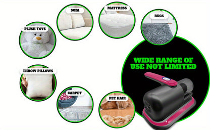 Cordless Mattress Vacuum Cleaner with Ultrasonic Heating & HEPA Filtration – Portable Bed Vacuum for Dust Mites, Pet Hair, Sofas, Upholstery & Carpets