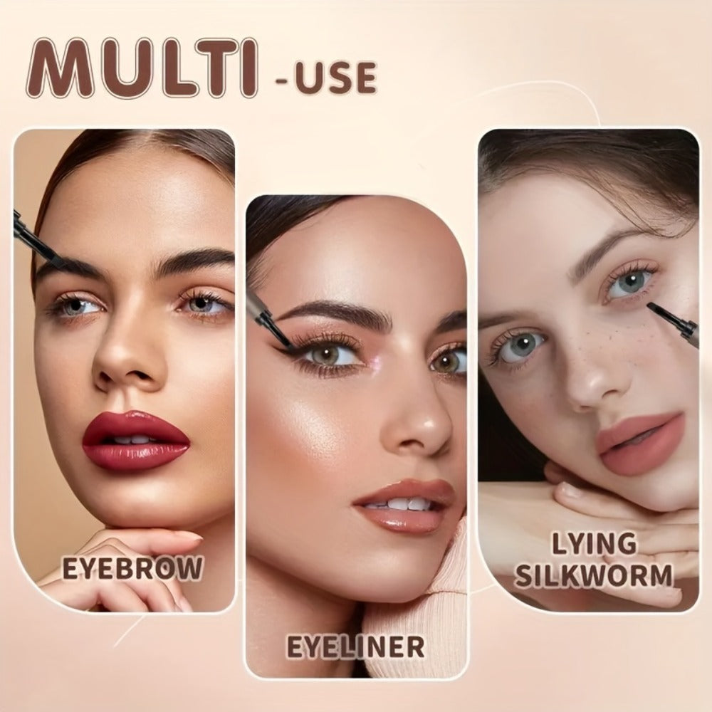 Waterproof Eyebrow Pencil Dual Ended with Angled Tip Flat Tip & Spoolie Brush Smudge Proof Long Lasting Brow Definer for Women Gray Black 2pcs 4pcs Set